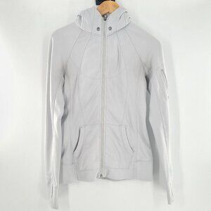 Athleta Skinny Stripe  Strength‎ Hoodie Jacket Silver Shimmer SIZE S